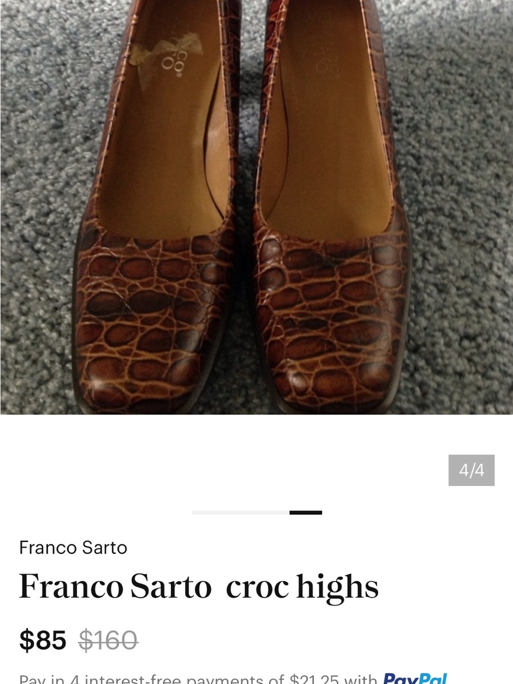 Franco Sarto Croc-Embossed  choc Pumps - Picture 6 of 10